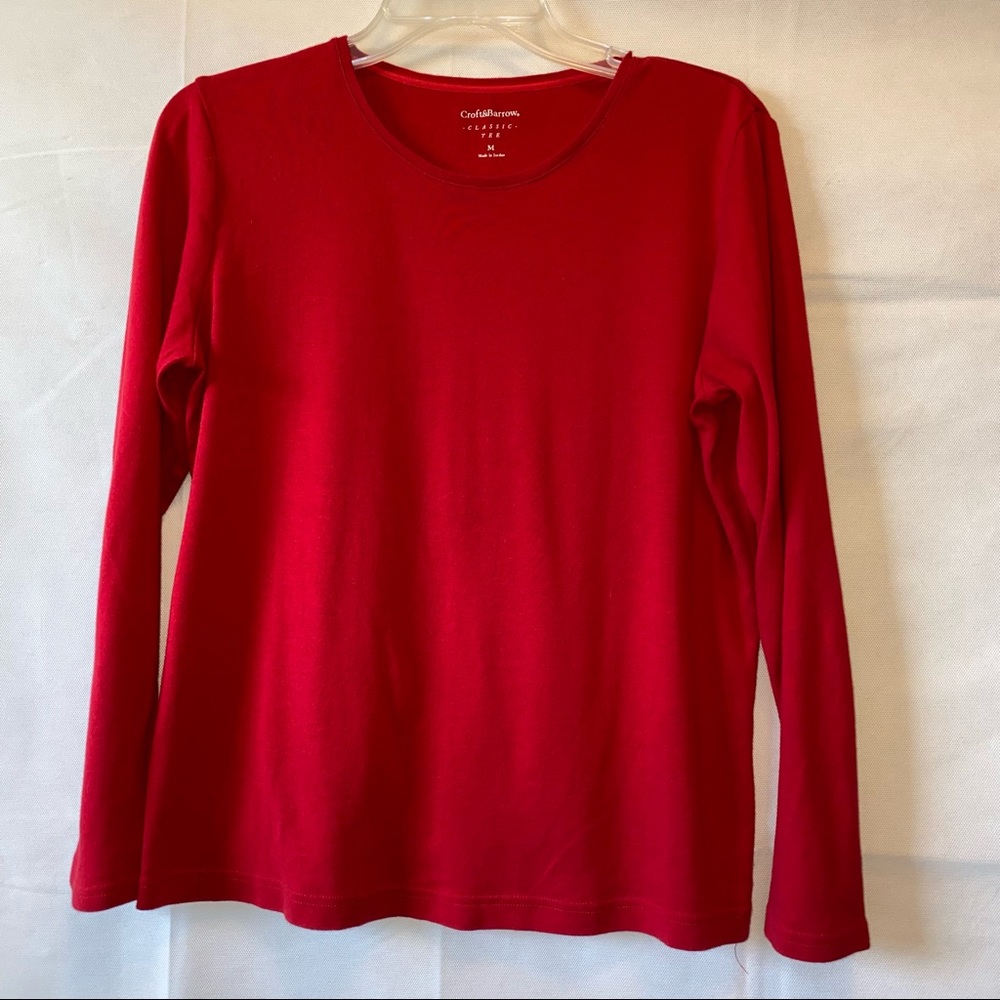 Croft & Barrow Classic Tee Long Sleeve - Red - Medium